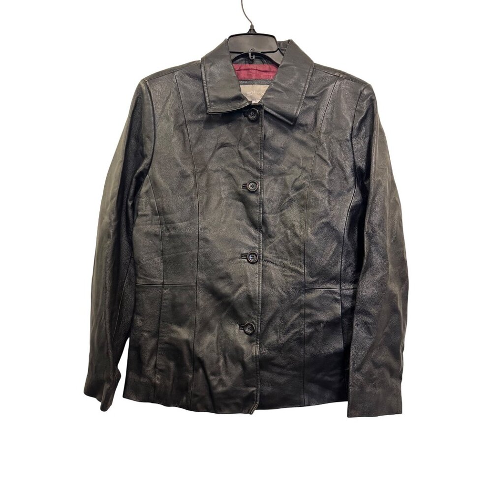 vintage Croft & Barrow Womens Black Leather Jacket Medium 100% Leather